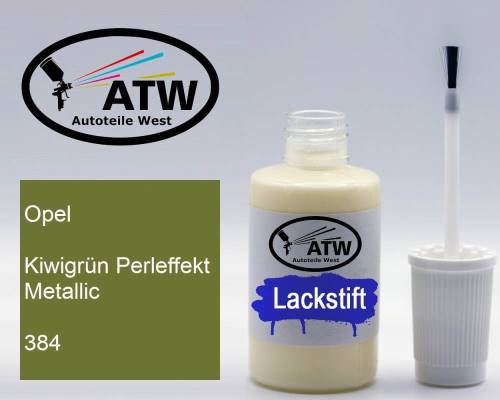 Opel, Kiwigrün Perleffekt Metallic, 384: 20ml Lackstift, von ATW Autoteile West.